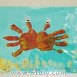 创意手印画——螃蟹