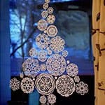 圣诞节漂亮窗饰 剪纸雪花圣诞树