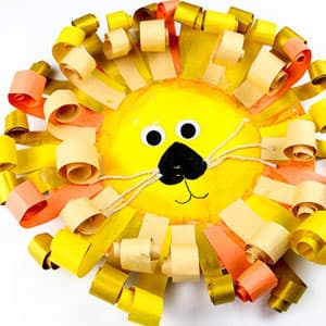 儿童手工制作纸盘狮子